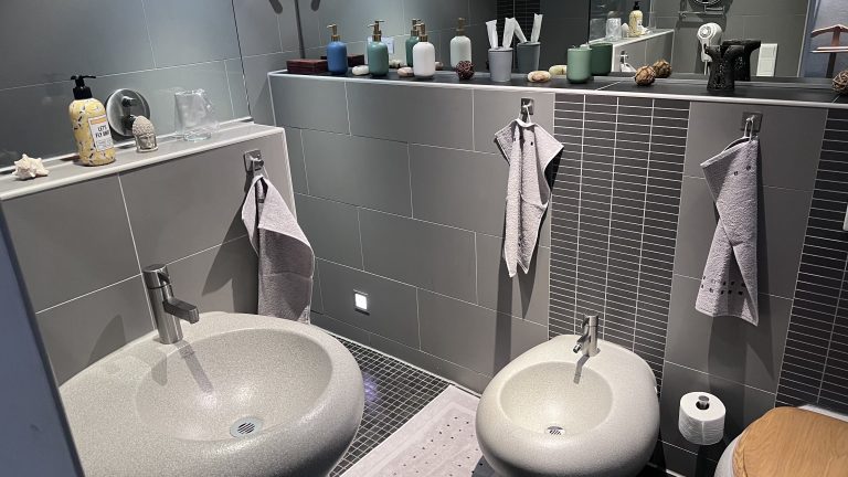 Badezimmer mit Bidet und Regendusche