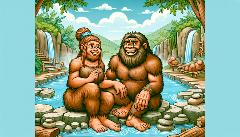 2 Neanderthaler in einem urzeitlichen Spa